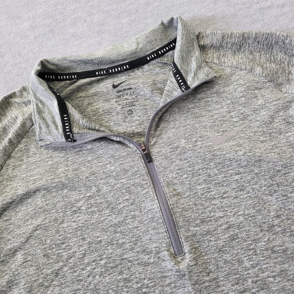 Nike Stride Dri-FIT Mens Quarter Zip Running Top Grey HV2180-084 Size Medium